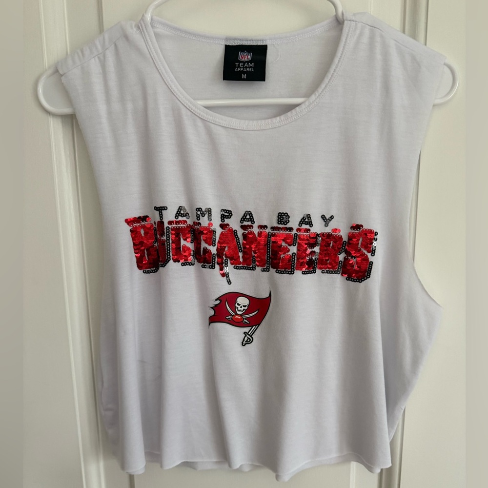 Tampa Bay Buccaneers White Tank Top with Sequins
